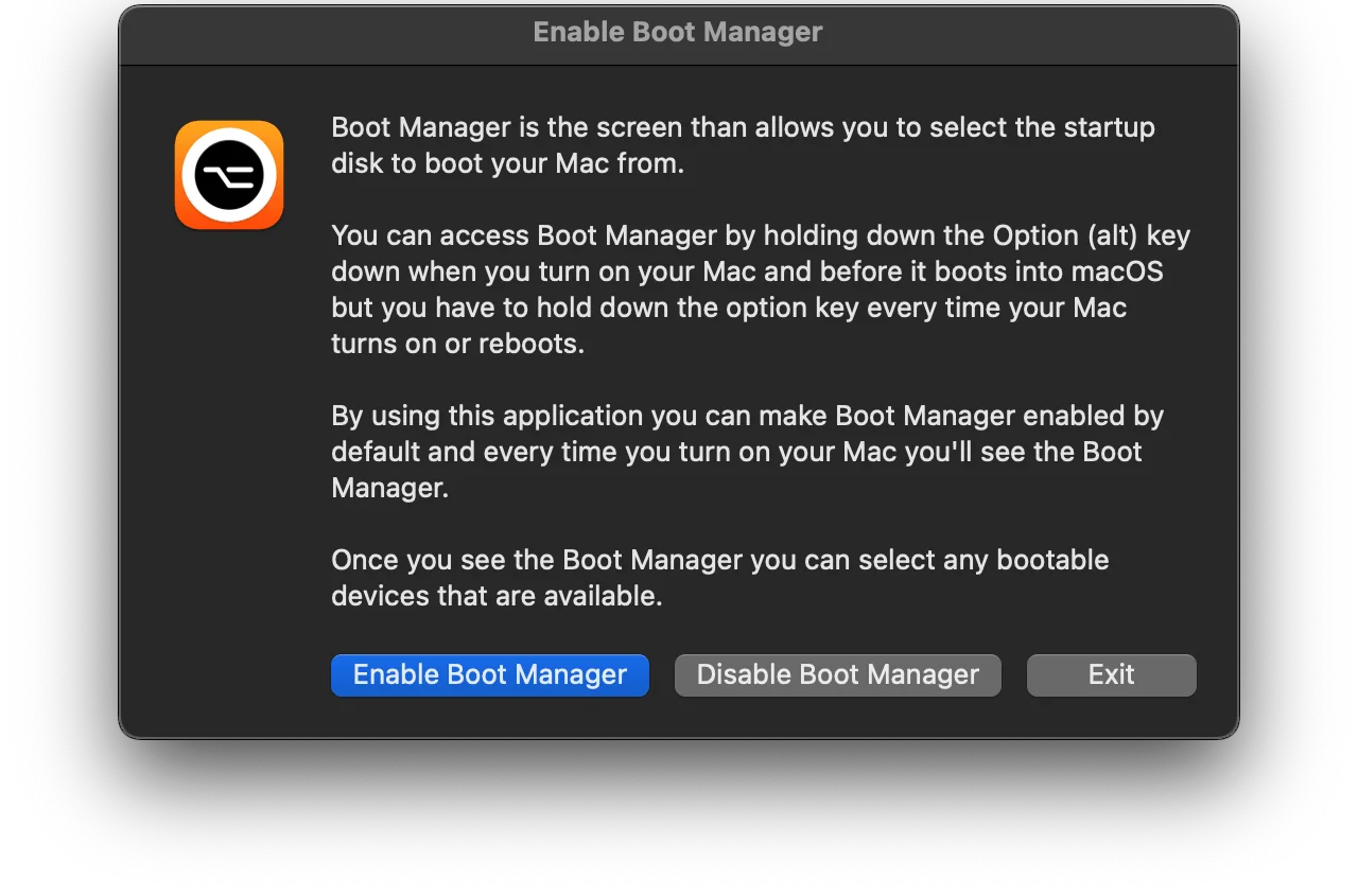 Enable Boot Manager screenshot