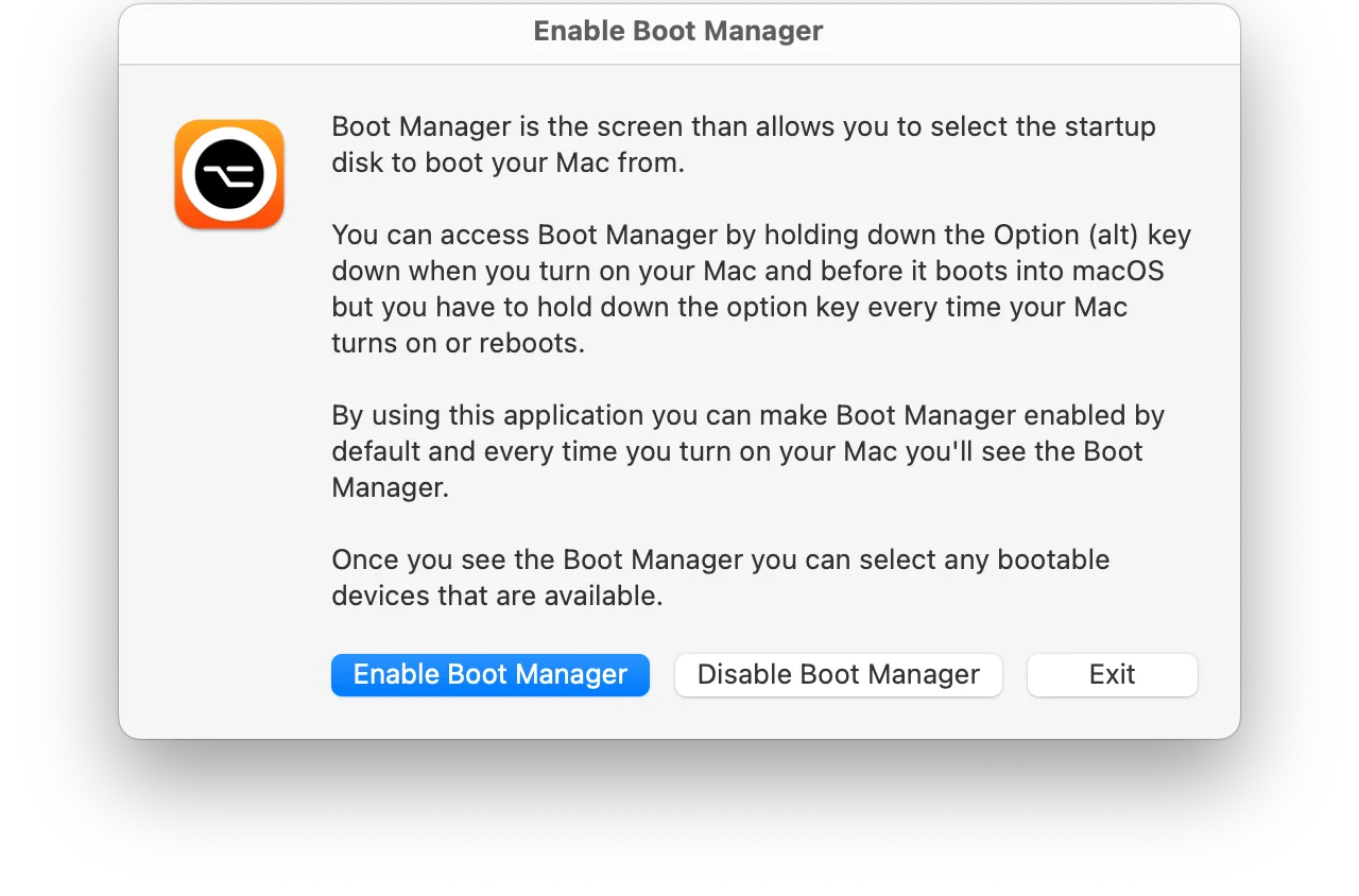 Enable Boot Manager screenshot