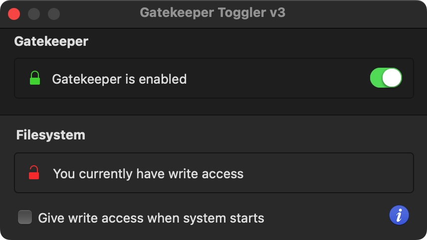 Gatekeeper Toggler screenshot