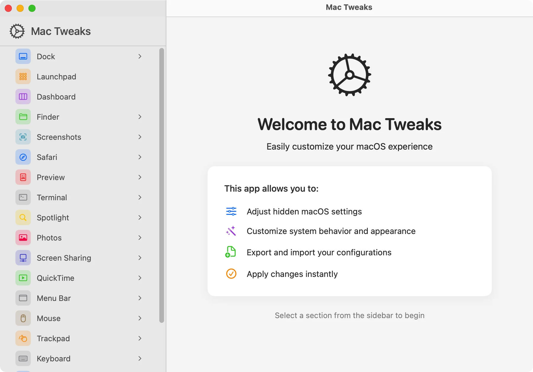 Mac Tweaks screenshot